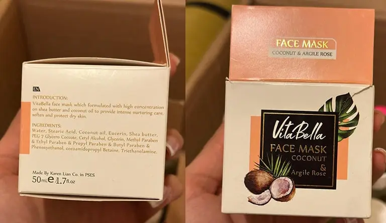ماسک ویتابلا صورت حاوی شی باتر و روغن نارگیل و خاک رس درمانی --vitabella